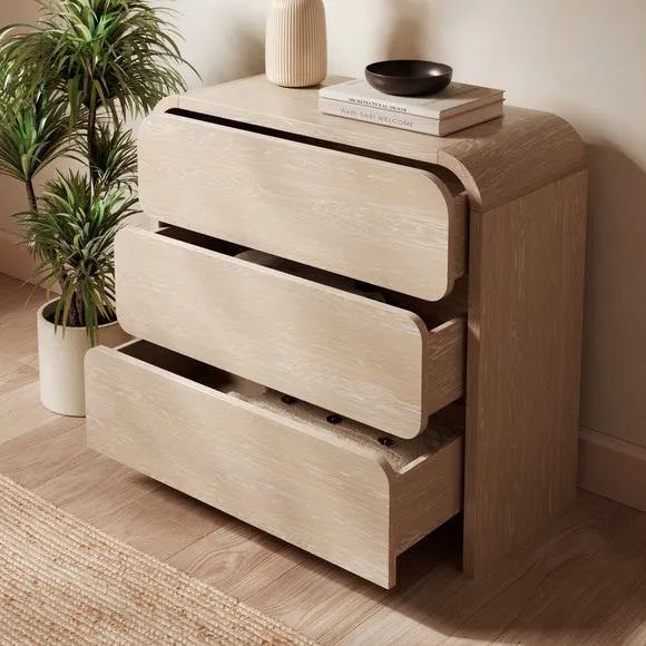 3-Drawer Chest with Storage - Whitewashed, Wood