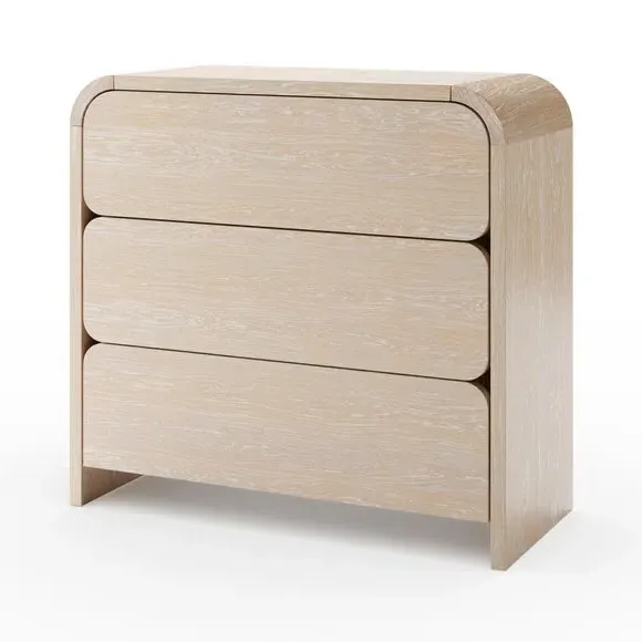 3-Drawer Chest with Storage - Whitewashed, Wood