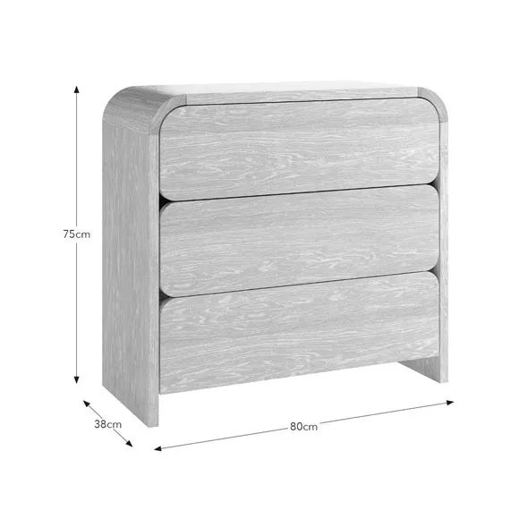 3-Drawer Chest with Storage - Whitewashed, Wood