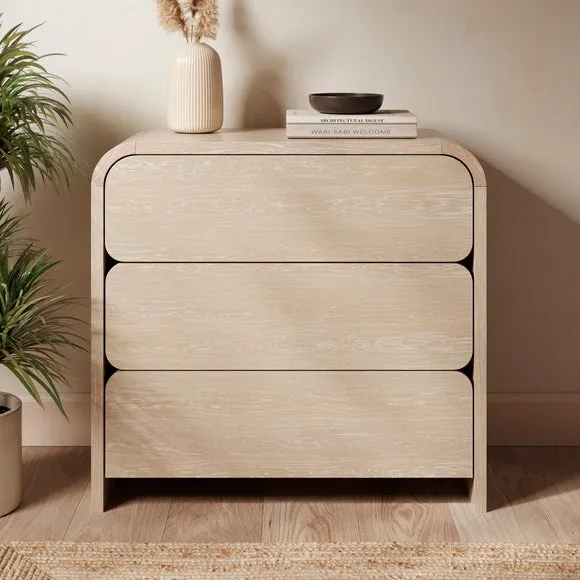 3-Drawer Chest with Storage - Whitewashed, Wood