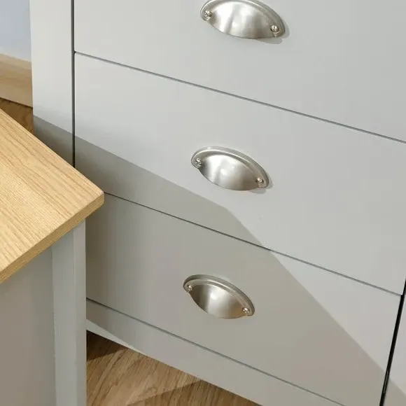 3-Drawer Dressing Table Set with Mirror - Grey