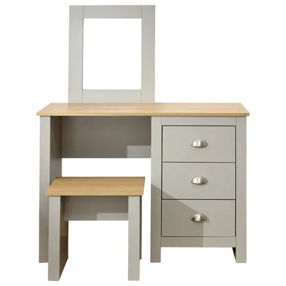 3-Drawer Dressing Table Set with Mirror - Grey