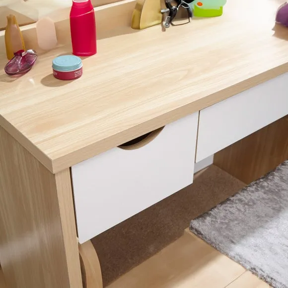 3-Drawer Dressing Table Set with Mirror - Oak