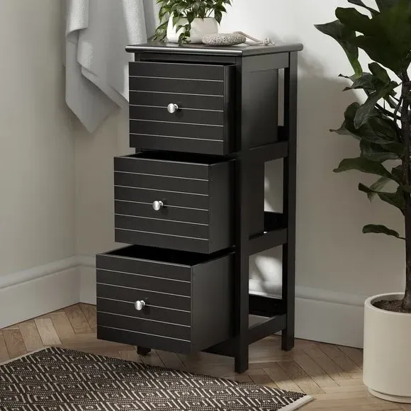 3-Drawer Storage Unit - Black, MDF