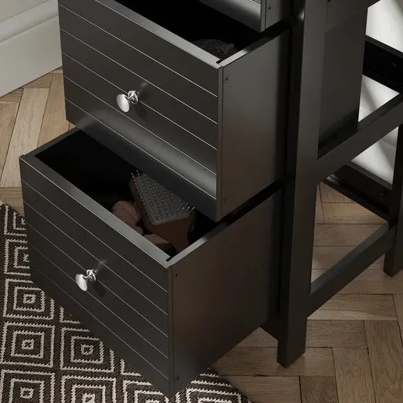 3-Drawer Storage Unit - Black, MDF