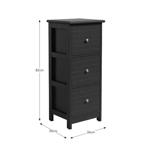 3-Drawer Storage Unit - Black, MDF