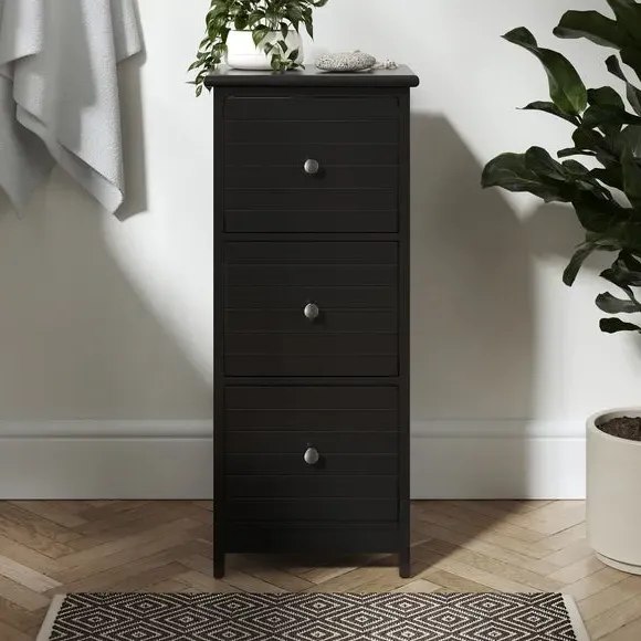 3-Drawer Storage Unit - Black, MDF image