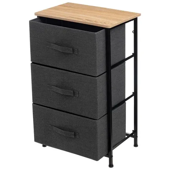 3-Drawer Storage Unit - Grey, Fabric