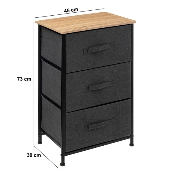 3-Drawer Storage Unit - Grey, Fabric
