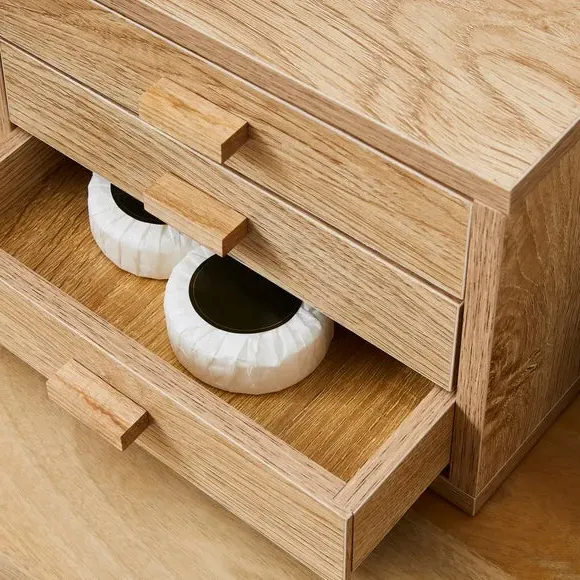 3-Drawer Tabletop Storage - Light Wood