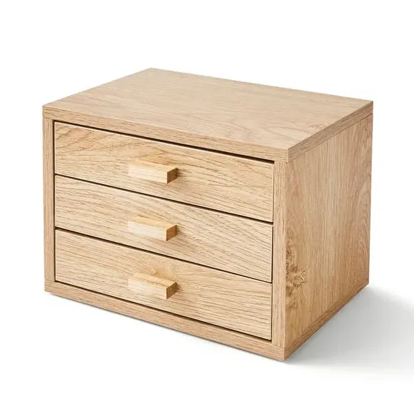 3-Drawer Tabletop Storage - Light Wood