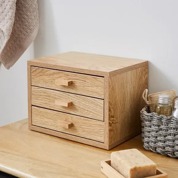 3-Drawer Tabletop Storage - Light Wood