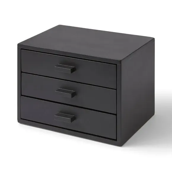 3-Drawer Tabletop Storage Unit - Black, Wood