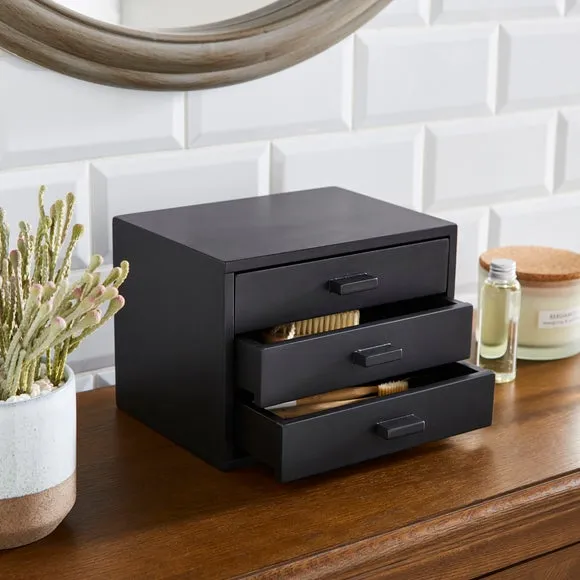 3-Drawer Tabletop Storage Unit - Black, Wood