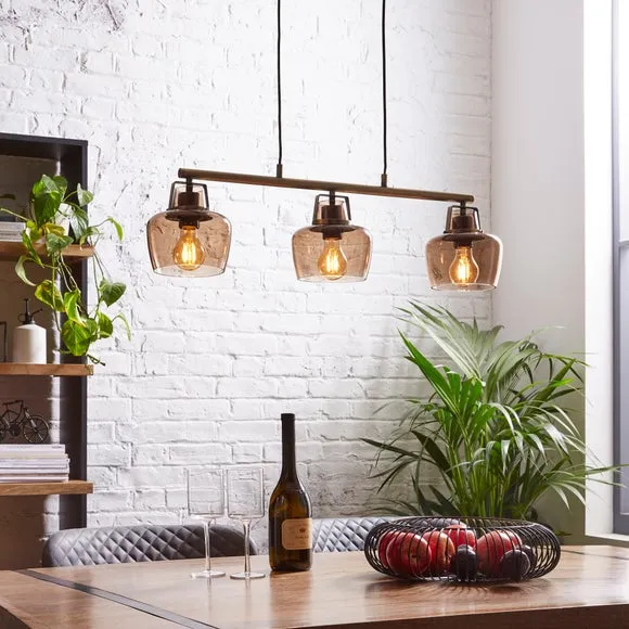 3-Light Adjustable Ceiling Light - Smoke, Metal