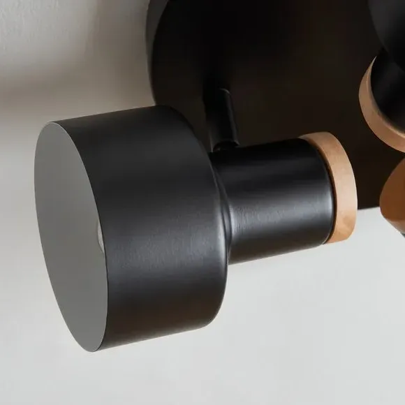 3-Light Adjustable Spotlight - Black, Metal