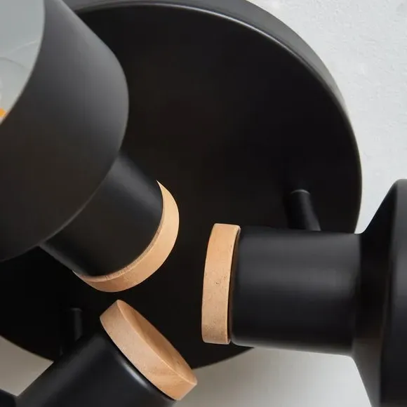 3-Light Adjustable Spotlight - Black, Metal