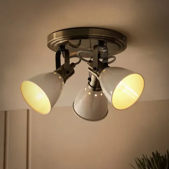 3-Light Adjustable Spotlight - Cream, Industrial