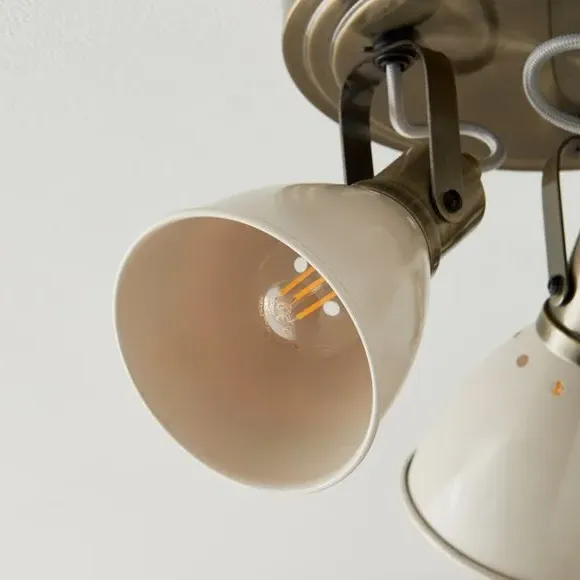 3-Light Adjustable Spotlight - Cream, Industrial