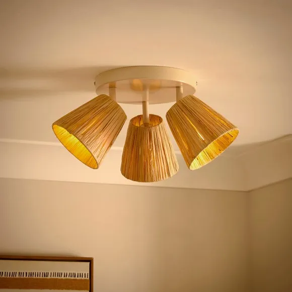 3-Light Adjustable Spotlight - Natural, Raffia