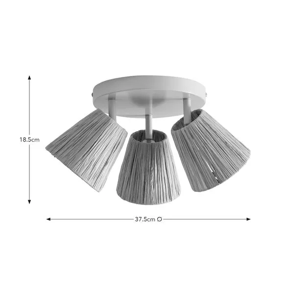 3-Light Adjustable Spotlight - Natural, Raffia