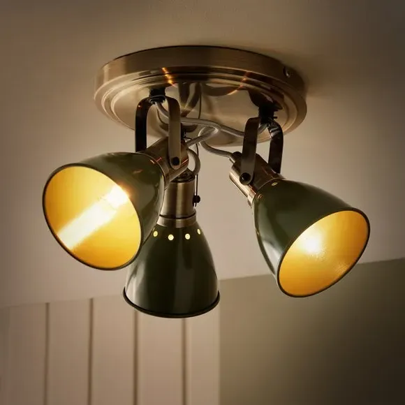 3-Light Adjustable Spotlight - Olive, Industrial