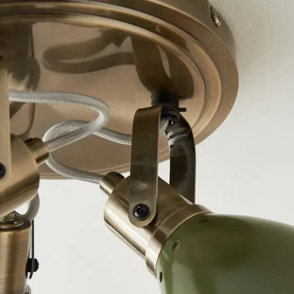 3-Light Adjustable Spotlight - Olive, Industrial