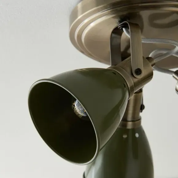 3-Light Adjustable Spotlight - Olive, Industrial