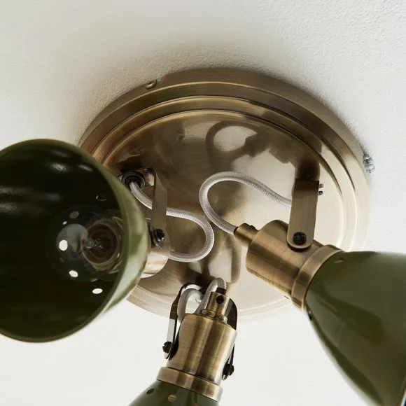 3-Light Adjustable Spotlight - Olive, Industrial