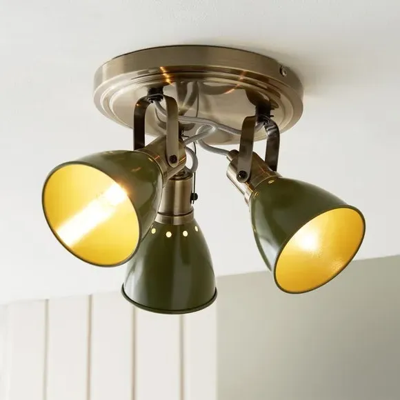 3-Light Adjustable Spotlight - Olive, Industrial