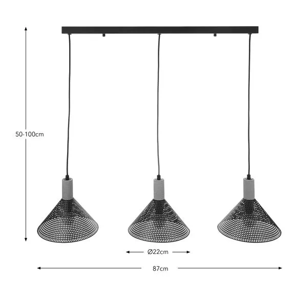 3-Light Ceiling Light Adjustable - Black, Metal