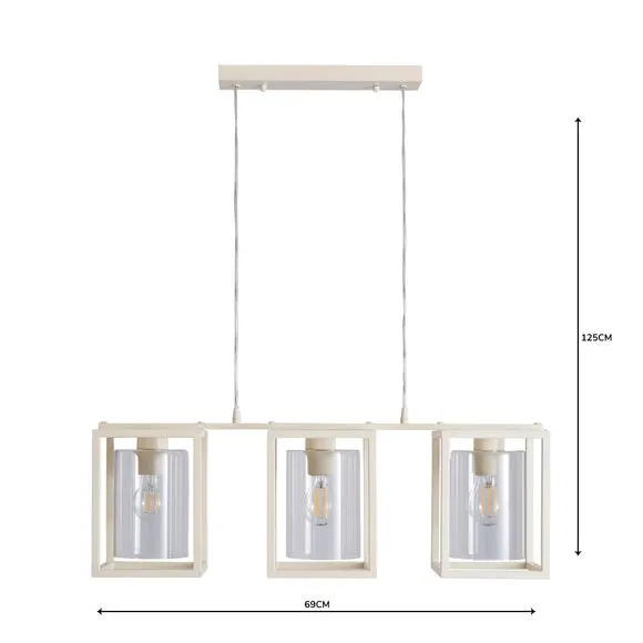 3-Light Ceiling Light Adjustable - Ivory, Metal