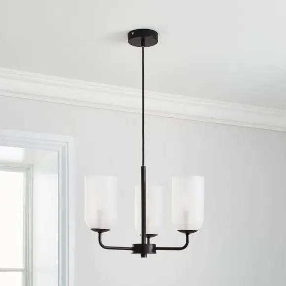 3-Light Ceiling Light - Black, Chrome