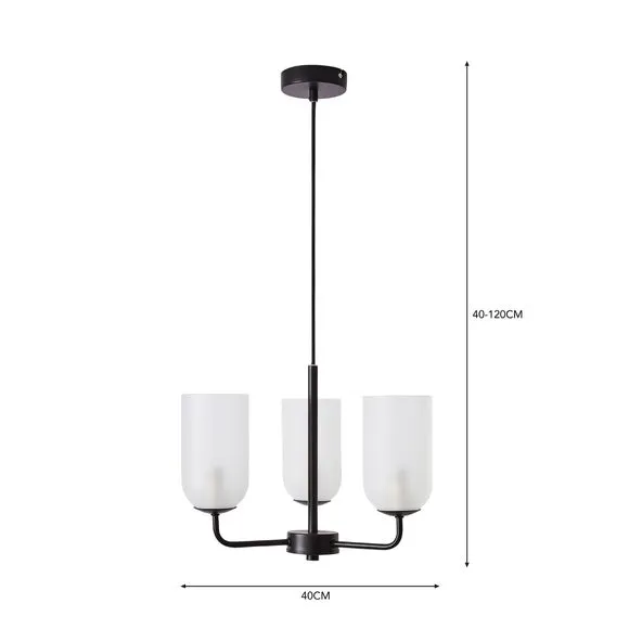 3-Light Ceiling Light - Black, Chrome