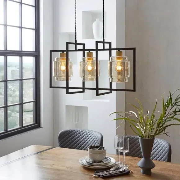 3-Light Ceiling Light Industrial Style - Black image