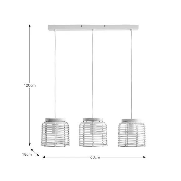 3-Light Ceiling Light - Natural, Rattan