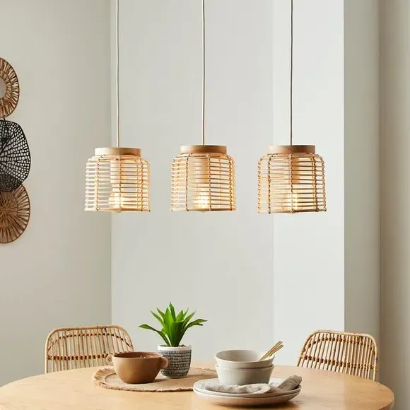 3-Light Ceiling Light - Natural, Rattan image
