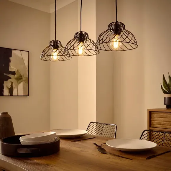 3-Light Ceiling Light with Adjustable Flexes - Black