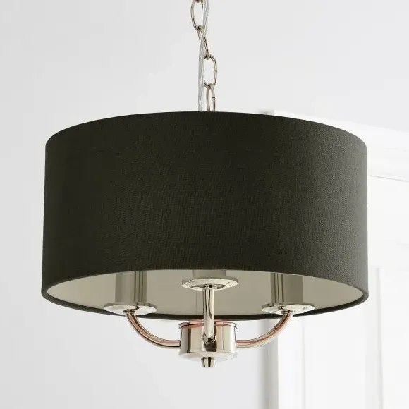 3-Light Ceiling Light with Chain - Charcoal, Metal