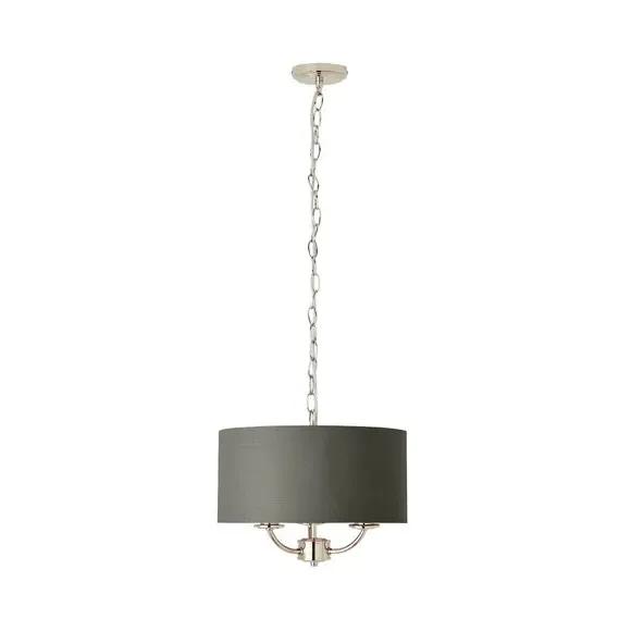 3-Light Ceiling Light with Chain - Charcoal, Metal