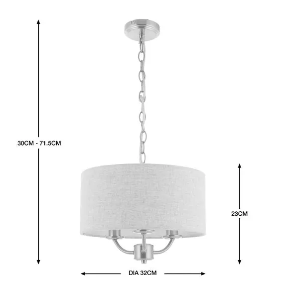3-Light Ceiling Light with Chain - Charcoal, Metal