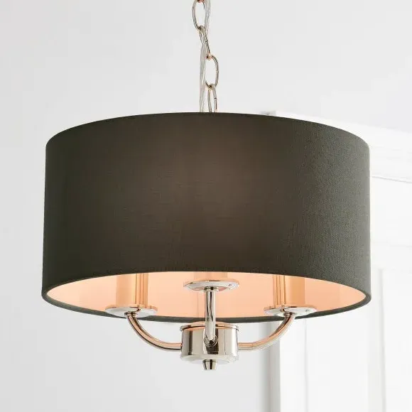 3-Light Ceiling Light with Chain - Charcoal, Metal image