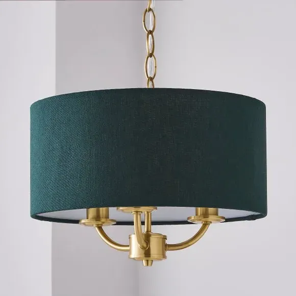 3-Light Ceiling Light with Chain - Green, Metal