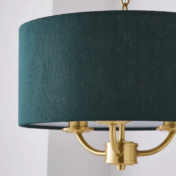 3-Light Ceiling Light with Chain - Green, Metal