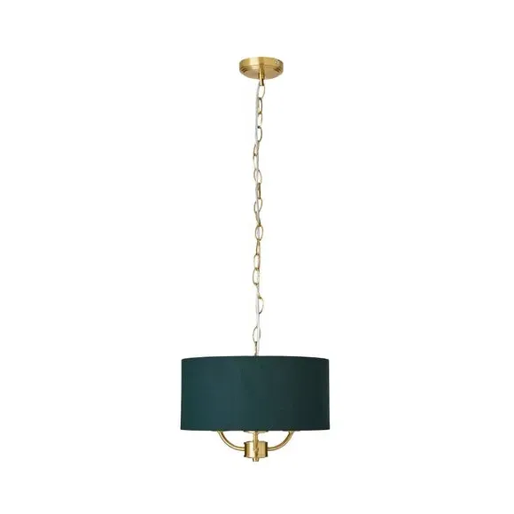 3-Light Ceiling Light with Chain - Green, Metal