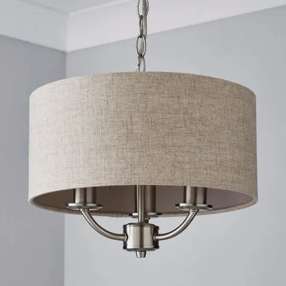 3-Light Ceiling Light with Chain - Natural, Metal