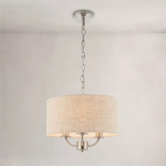 3-Light Ceiling Light with Chain - Natural, Metal