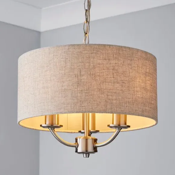 3-Light Ceiling Light with Chain - Natural, Metal