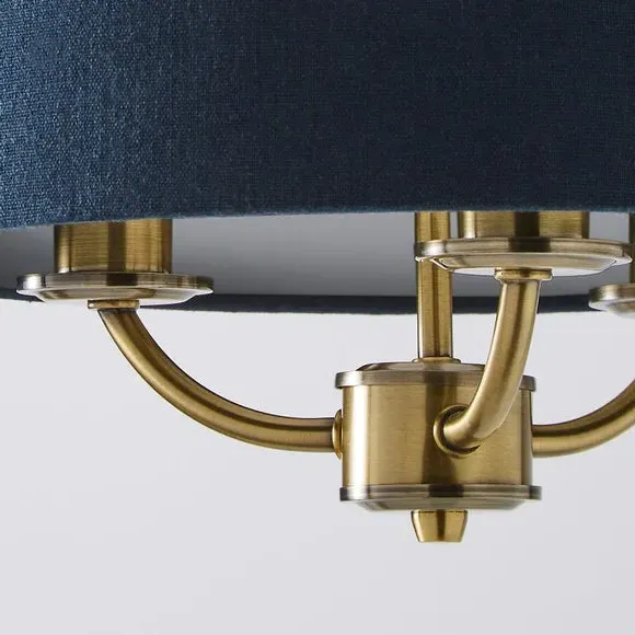 3-Light Ceiling Light with Chain - Navy, Metal