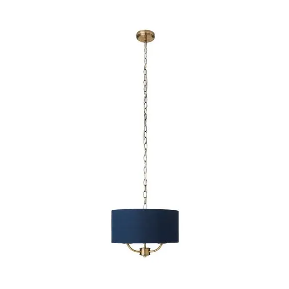 3-Light Ceiling Light with Chain - Navy, Metal